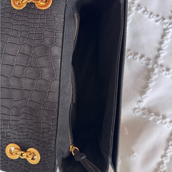 Brandon Blackwood Sophia Bag | Black Croc Embossed Suede w/Gold Hardware - Picture 4 of 4